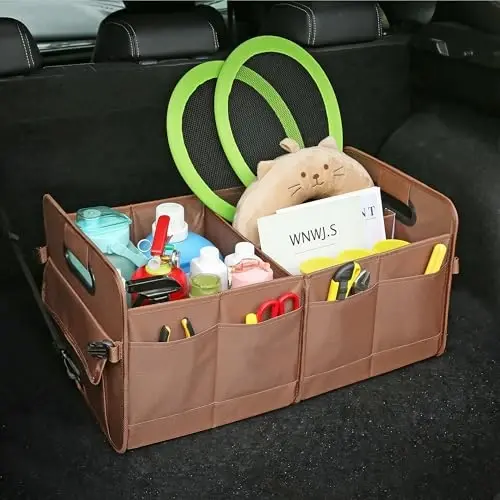AOKJOY Car Trunk Organizer, Brown, Foldable, Non-slip, Adjustable, Multiple Compartments, 600D Oxford Cloth Material - 4