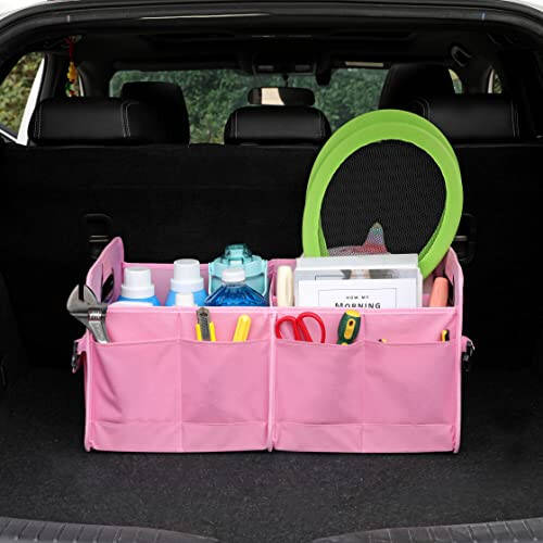 AOKJOY Car Trunk Organizer Car Storage Organizer Collapsible Multi Compartment Car Organizer Adjustable Straps Car Organizer for SUV - 2