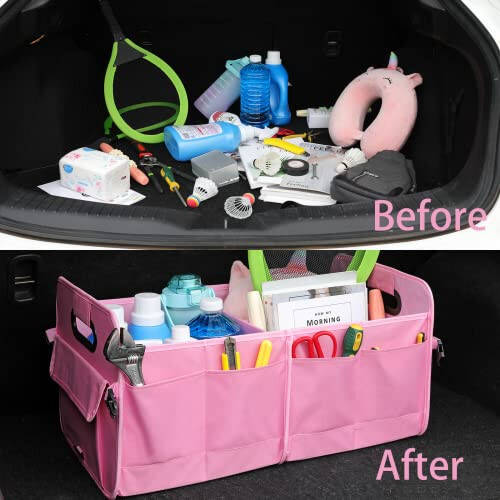 AOKJOY Car Trunk Organizer Car Storage Organizer Collapsible Multi Compartment Car Organizer Adjustable Straps Car Organizer for SUV - 3