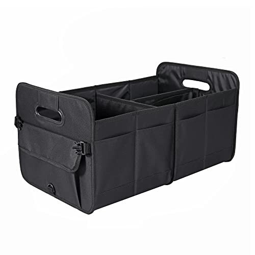 AOKJOY Car Trunk Organizer Car Storage Organizer Collapsible Multi Compartment Car Organizer Adjustable Straps Car Organizer for SUV(Black) - AOKJOY