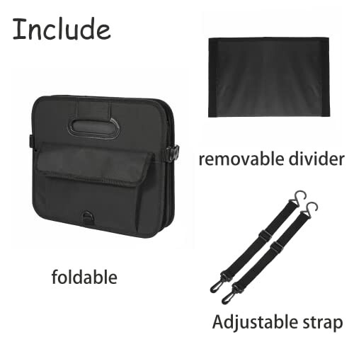 AOKJOY Car Trunk Organizer Car Storage Organizer Collapsible Multi Compartment Car Organizer Adjustable Straps Car Organizer for SUV(Black) - 5