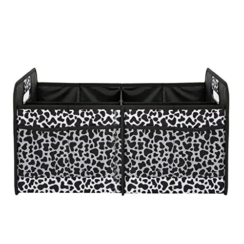 AOKJOY Car Trunk Organizer Car Storage Organizer Collapsible Multi Compartment Car Organizer Adjustable Straps Car Organizer for SUV(Cow) - 5