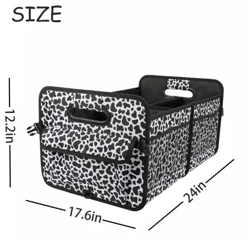 AOKJOY Car Trunk Organizer Car Storage Organizer Collapsible Multi Compartment Car Organizer Adjustable Straps Car Organizer for SUV(Cow) - 3