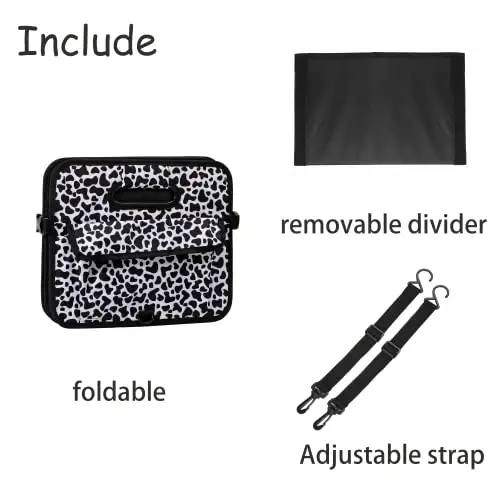 AOKJOY Car Trunk Organizer Car Storage Organizer Collapsible Multi Compartment Car Organizer Adjustable Straps Car Organizer for SUV(Cow) - 4