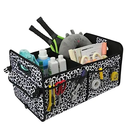 AOKJOY Car Trunk Organizer Car Storage Organizer Collapsible Multi Compartment Car Organizer Adjustable Straps Car Organizer for SUV(Cow) - 6