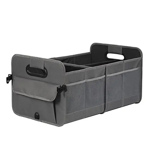 AOKJOY Car Trunk Organizer Car Storage Organizer Collapsible Multi Compartment Car Organizer Adjustable Straps Car Organizer for SUV(Gray) 