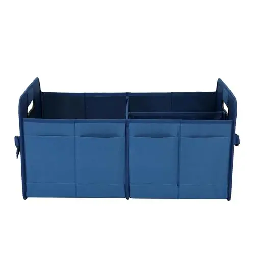 AOKJOY Car Trunk Organizer Car Storage Organizer Collapsible Multi Compartment Car Organizer Adjustable Straps Car Organizer for SUV(Slate Blue) - AOKJOY (1)