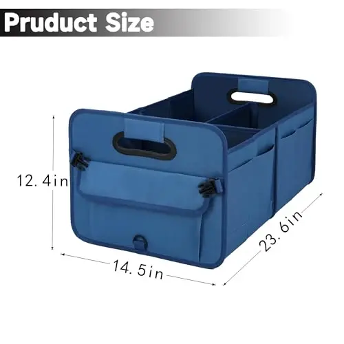 AOKJOY Car Trunk Organizer Car Storage Organizer Collapsible Multi Compartment Car Organizer Adjustable Straps Car Organizer for SUV(Slate Blue) - 3