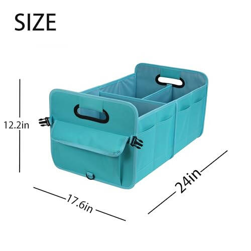 AOKJOY Car Trunk Organizer Car Storage Organizer Collapsible Multi Compartment Car Organizer Adjustable Straps Car Organizer for SUV(Teal) - 3