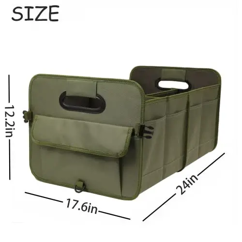 AOKJOY Car Trunk Organizer, Green, Foldable, Non-slip, Adjustable, Multiple Compartments, 600D Oxford Cloth Material - 3