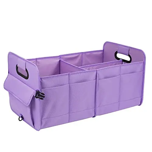 AOKJOY Car Trunk Organizer, Purple, Unisex, Foldable, Non-slip, Adjustable Straps, Multiple Compartments, 600D Oxford Cloth Material 