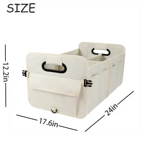 AOKJOY CarTrunkOrganizerCarStorageOrganizerCollapsibleMultiCompartmentCarOrganizerAdjustableStrapsforSUV(Beige) - 3