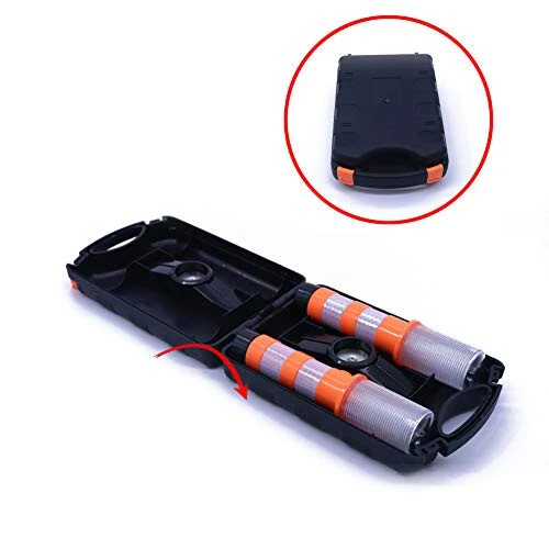 Aolyty 2 LED Emergency Roadside Flashing Flares Red Roadside Beacon Safety Strobe Light Road Warning Magnetic Base Signal Alert Upright Stand Storage Case - 3