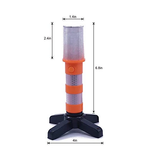 Aolyty 2 LED Emergency Roadside Flashing Flares Red Roadside Beacon Safety Strobe Light Road Warning Magnetic Base Signal Alert Upright Stand Storage Case - 4