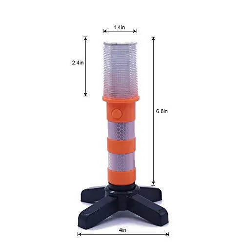 Aolyty 2 LED Emergency Roadside Flashing Flares Red Roadside Beacon Safety Strobe Light Road Warning Magnetic Base Signal Alert Upright Stand Storage Case - 4