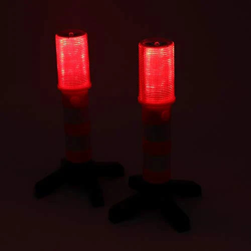Aolyty 2 LED Emergency Roadside Flashing Flares Red Roadside Beacon Safety Strobe Light Road Warning Magnetic Base Signal Alert Upright Stand Storage Case - 6
