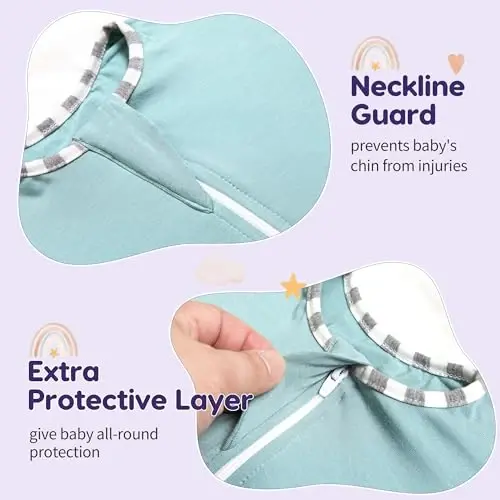 Aomloge PuppyPaws Baby Sleep Sack 2-Pack Set, Transitional Swaddle, Sleep Sack 6-9 Months, Wearable Blanket Baby with 2-Way Zipper Summer, 95% Rayon derived from Bamboo, 5% Spandex - 4