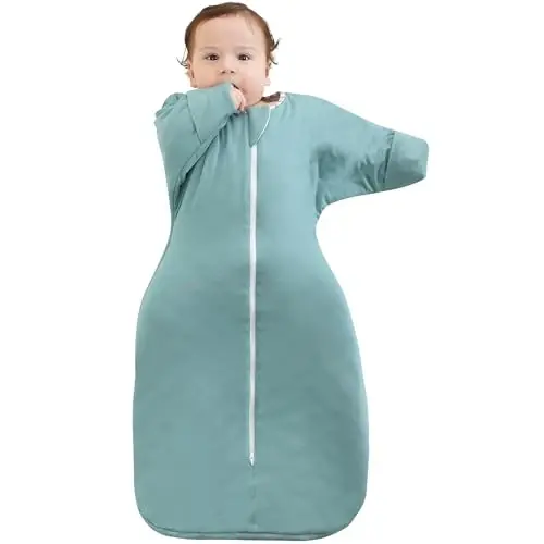 Aomloge PuppyPaws Baby Sleep Sack 1.5 TOG, Transitional Swaddle with Arms Up Length Sleeves and Mitten Cuffs, Sleep Sack 9-15 Months, Wearable Blanket Baby, 95% Rayon derived from Bamboo, 5% Spandex 