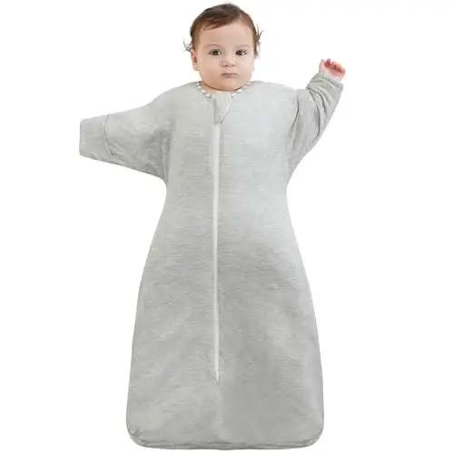 Aomloge PuppyPaws Baby Sleep Sack 1.5 TOG, Transitional Swaddle with Arms Up Length Sleeves and Mitten Cuffs, Sleep Sack 3-6 Months, Wearable Blanket Baby, 95% Rayon derived from Bamboo, 5% Spandex 