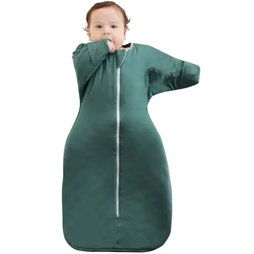 Aomloge PuppyPaws Baby Sleep Sack 1.5 TOG, Transitional Swaddle with Arms Up Length Sleeves and Mitten Cuffs, Sleep Sack 0-3 Months, Wearable Blanket Baby, 95% Rayon derived from Bamboo, 5% Spandex 