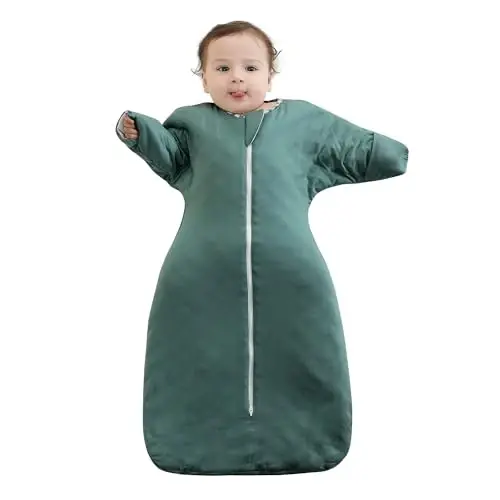 Aomloge PuppyPaws Baby Sleep Sack 2.5 TOG, Transitional Swaddle with Arms Up Length Sleeves and Mitten Cuffs, Sleep Sack 3-6 Months, Wearable Blanket Baby, 95% Rayon derived from Bamboo, 5% Spandex 