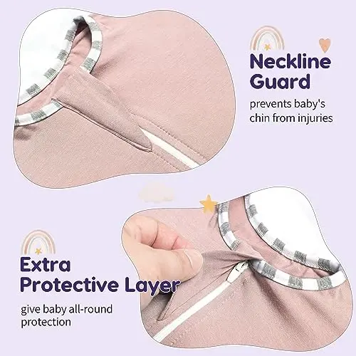 Aomloge PuppyPaws Bebek Uyku Tulumu 2'li Set, Geçiş Dönemi Kundak, 3-6 Ay Uyku Tulumu, 2 Yönlü Fermuarlı Yazlık Giyilebilir Bebek Battaniyesi, %95 Bambudan Elde Edilmiş Rayon, %5 Spandeks - 5