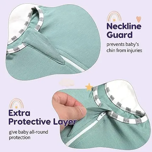 Aomloge PuppyPaws Baby Sleep Sack 3-Pack Set, Transitional Swaddle, Sleep Sack 3-6 Months, Wearable Blanket Baby with 2-Way Zipper Summer, 95% Rayon derived from Bamboo, 5% Spandex - 5