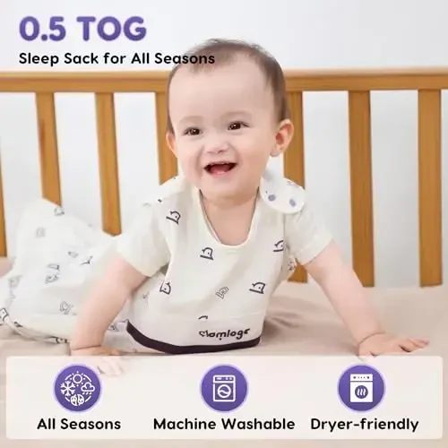 Aomloge PuppyNap Baby Sleep Sack - 3-Pack Set, 12-18 Months, 100% Organic Cotton with 2-Way Zipper - 5