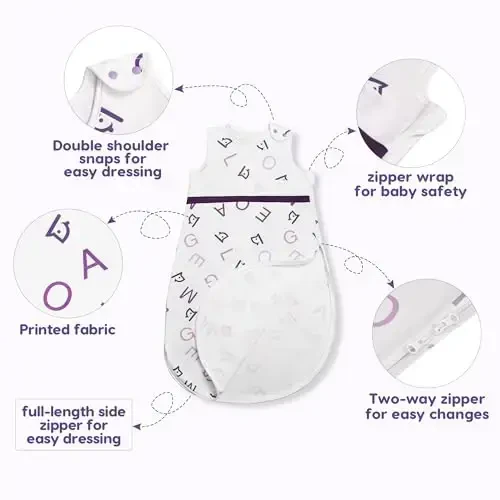 Aomloge PuppyNap Baby Sleep Sack, Toddler Sleep Sack 2-Pack Set, Sleep Sack 18-24 Months, 100% Organic Cotton Sleep Sack with 2-Way Zipper - 3