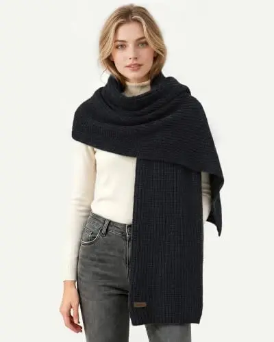 Aonal Winter Scarf for Women Men, Thick Warm Blanket Chunky Scarves | Cable Knit, Cozy Shawl Wraps, Soft Large Oversized, Classic Design, For Cold Weather, Stocking Stuffers Gifts - 6