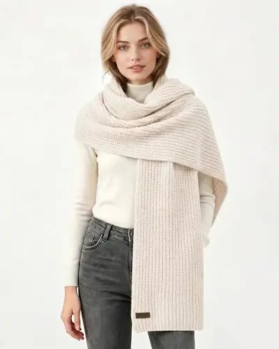 Aonal Winter Scarf for Women Men, Thick Warm Blanket Chunky Scarves | Cable Knit, Cozy Shawl Wraps, Soft Large Oversized, Classic Design, For Cold Weather, Stocking Stuffers Gifts - 5