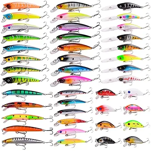 Aorace Fishing Lures Kit Mixed Including Minnow Popper Crank Baits with Hooks for Saltwater Freshwater Trout Bass Salmon Fishing - 1