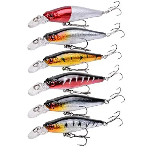 Aorace Fishing Lures Kit Mixed Including Minnow Popper Crank Baits with Hooks for Saltwater Freshwater Trout Bass Salmon Fishing - 3
