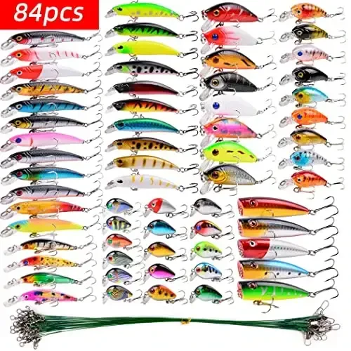 Aorace Fishing Lures Kit Mixed Including Minnow Popper Crank Baits with Hooks for Saltwater Freshwater Trout Bass Salmon Fishing - 3