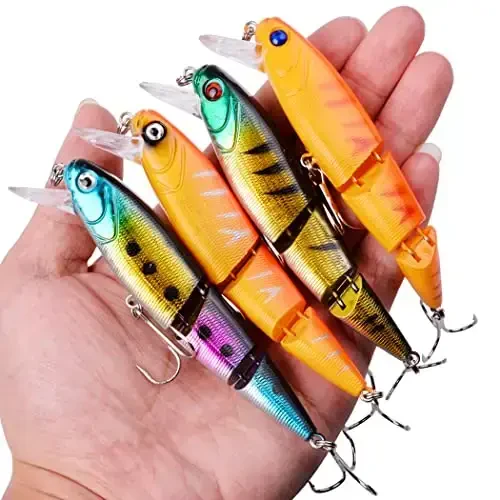 Aorace Fishing Lures Kit Mixed Including Minnow Popper Crank Baits with Hooks for Saltwater Freshwater Trout Bass Salmon Fishing - 7