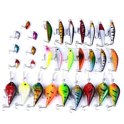 Aorace Fishing Lures Kit Mixed Including Minnow Popper Crank Baits with Hooks for Saltwater Freshwater Trout Bass Salmon Fishing - 3
