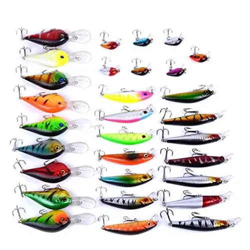 Aorace Fishing Lures Kit Mixed Including Minnow Popper Crank Baits with Hooks for Saltwater Freshwater Trout Bass Salmon Fishing - 4