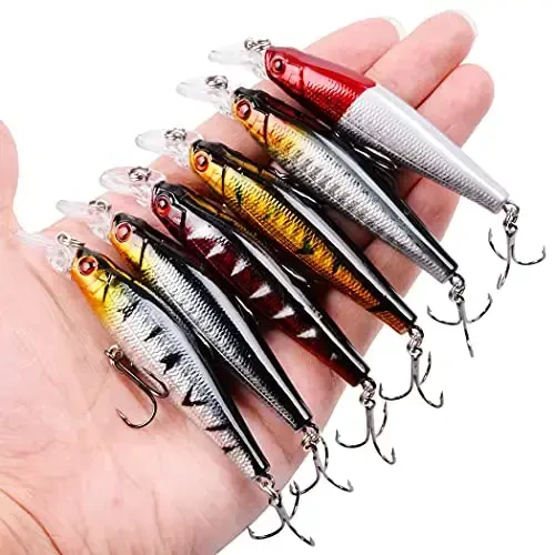 Aorace Fishing Lures Kit Mixed Including Minnow Popper Crank Baits with Hooks for Saltwater Freshwater Trout Bass Salmon Fishing - 3