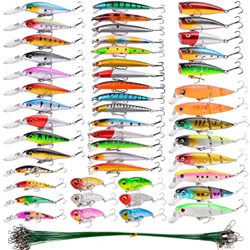 Aorace Baliq Ovi Uchun To'plam Minnow Popper Crank Baliqlar Tuzli Chuchuk Suv Olatunosi Qizilbaliq Baliq Ovi Qarmog'i Bilan Aralashtirilgan 