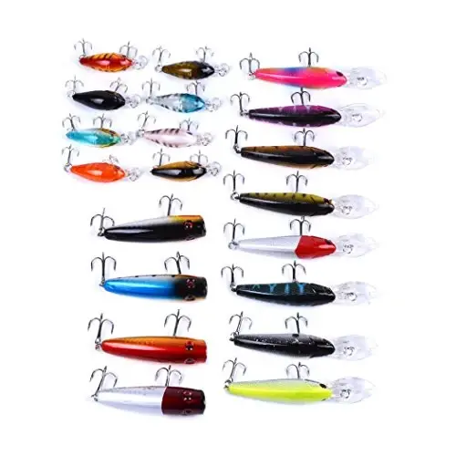 Aorace Baliq Ovlash Uskunalari To'plami Minnow Popper Crank Yemlari Tuzli Suv Chuchuk Suv Alabalık Bass Qızıl Balık Ovlash uchun ilgaklar bilan aralashtirilgan - 3