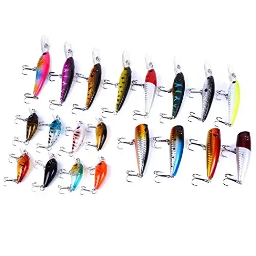 Aorace Baliq Ovlash Uskunalari To'plami Minnow Popper Crank Yemlari Tuzli Suv Chuchuk Suv Alabalık Bass Qızıl Balık Ovlash uchun ilgaklar bilan aralashtirilgan - 4