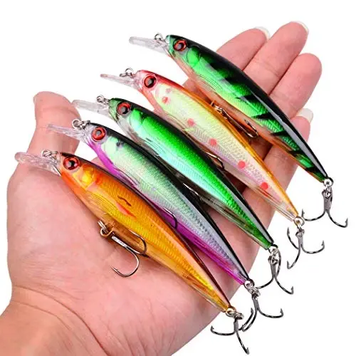 Aorace Baliq Ovlash Yem To'plami Aralashgan, Minnow Popper Crank Yemlari Ilgakli, Sho'r Su Shirin Su Alabalik Levrek Salmon Baliq Ovi Uchun - 4
