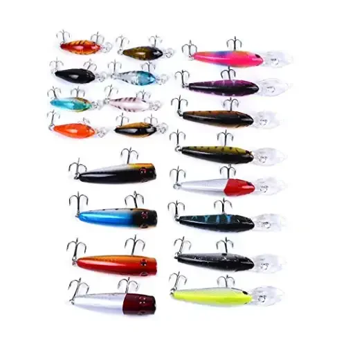 Aorace Fishing Lures Kit Mixed Including Minnow Popper Crank Baits with Hooks for Saltwater Freshwater Trout Bass Salmon Fishing - 3