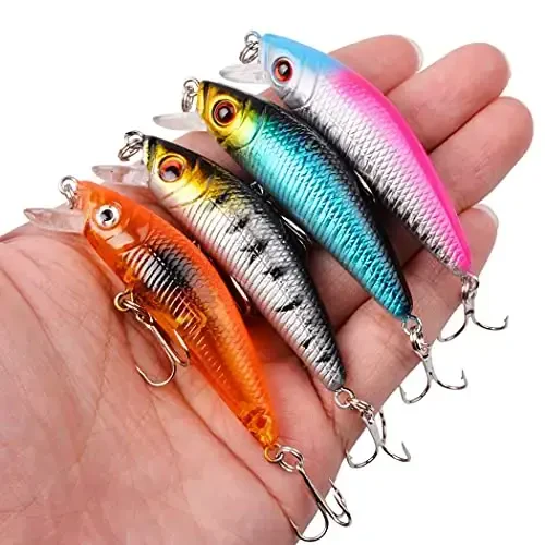Aorace Fishing Lures Kit Mixed Including Minnow Popper Crank Baits with Hooks for Saltwater Freshwater Trout Bass Salmon Fishing - 5