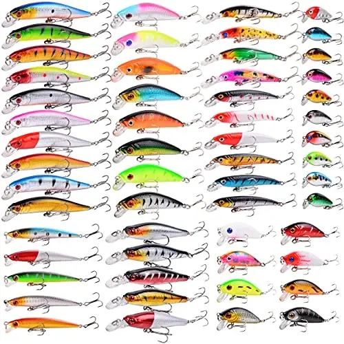 Aorace Fishing Lures Kit Mixed Including Minnow Popper Crank Baits with Hooks for Saltwater Freshwater Trout Bass Salmon Fishing - AORACE