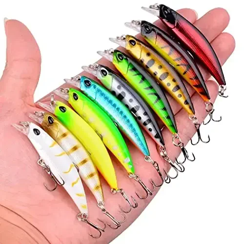 Aorace Fishing Lures Kit Mixed Including Minnow Popper Crank Baits with Hooks for Saltwater Freshwater Trout Bass Salmon Fishing - 5