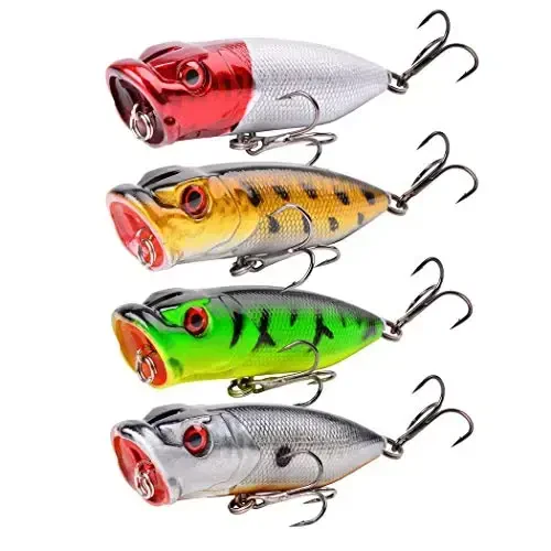 Aorace Fishing Lures Kit Mixed Including Minnow Popper Crank Baits with Hooks for Saltwater Freshwater Trout Bass Salmon Fishing - 4