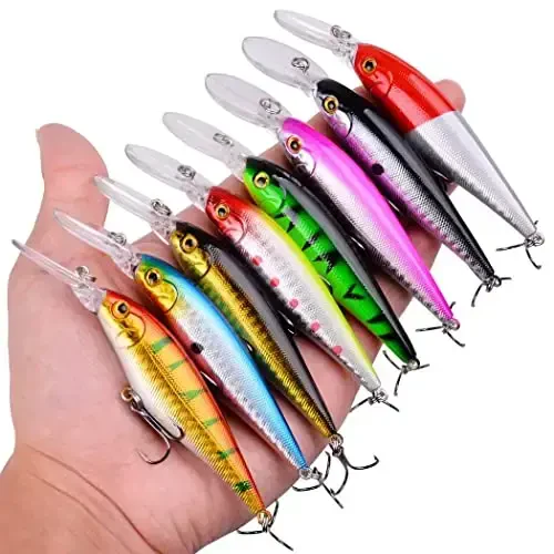 Aorace Fishing Lures Kit Mixed Including Minnow Popper Crank Baits with Hooks for Saltwater Freshwater Trout Bass Salmon Fishing - 5