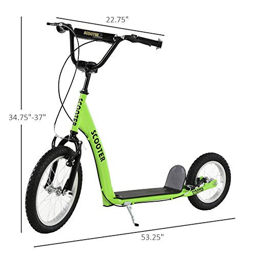 Aosom Yoshlar Scooter Kick Scooter 5+ yoshli bolalar uchun sozlanuvchan rul bilan 16