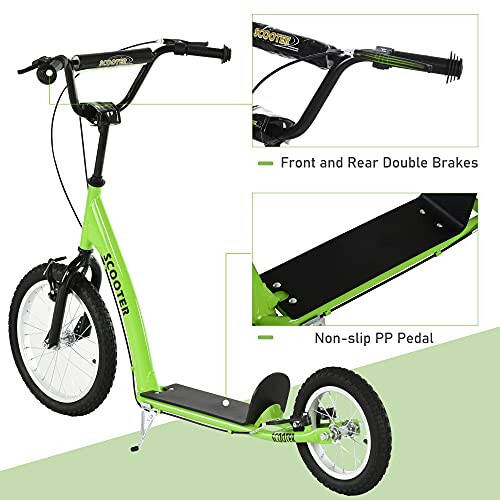 Aosom Youth Scooter Kick Scooter for Kids 5+ with Adjustable Handlebar 16